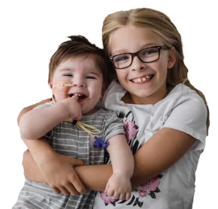 Two cheerful children smiling together